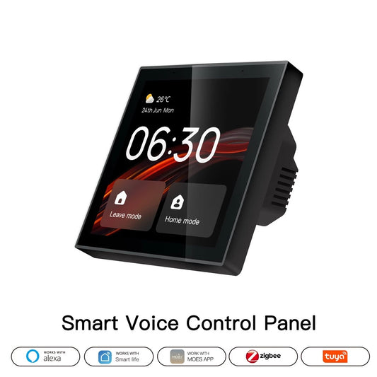 HomeConnect Smart Control Center: The 4-inch Tuya WiFi Touch Screen panel with Alexa Built-in. Manage all ZigBee and smart devices, scenes, and voice control your home. The ultimate smart wall hub.