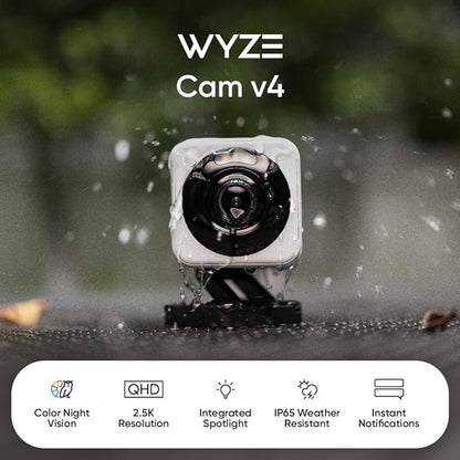 WYZE Cam v4 - 2K HD Wi-Fi Smart Home Security Camera, Indoor/Outdoor Use - FREE 32GB SD CARD