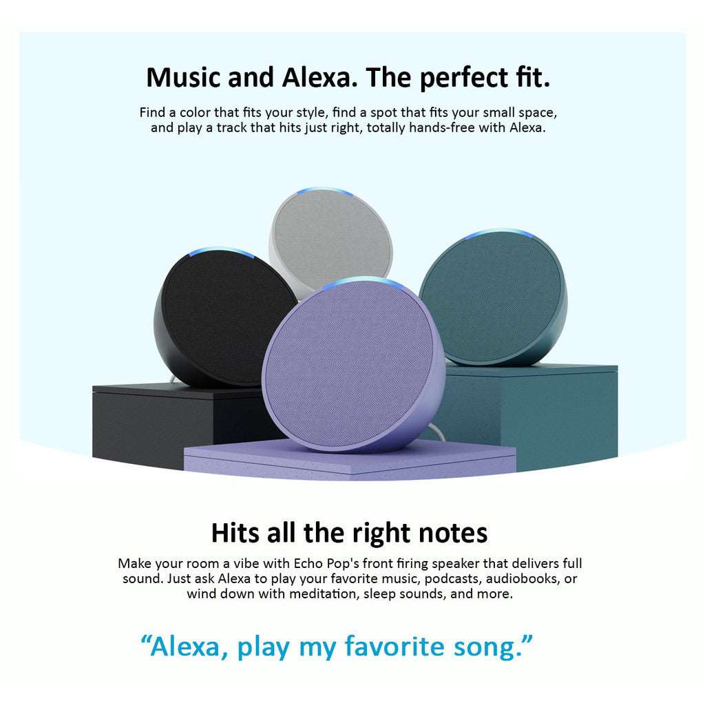 Bring the power of Alexa to any room with the Amazon Echo Pop Smart Speaker. Stream music, manage your day, and command your HomeConnect devices