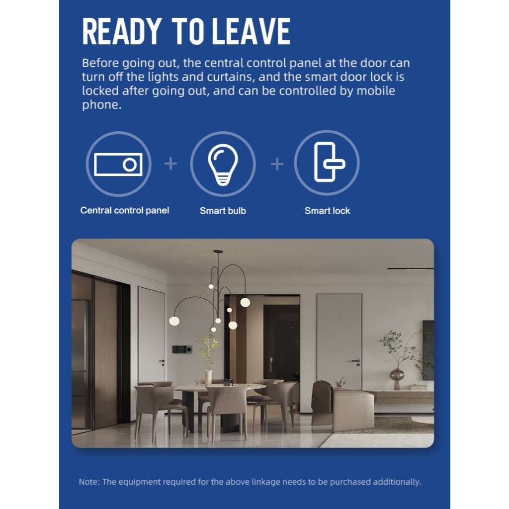 HomeConnect Smart Control Panel PH: Centralize your smart home with our 6/8/10-inch LCD Touch Screen. Built-in Zigbee Hub, Voice Assistant, and Tuya WiFi for automation and scene control.