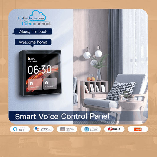 HomeConnect Smart Control Center: The 4-inch Tuya WiFi Touch Screen panel with Alexa Built-in. Manage all ZigBee and smart devices, scenes, and voice control your home. The ultimate smart wall hub. 