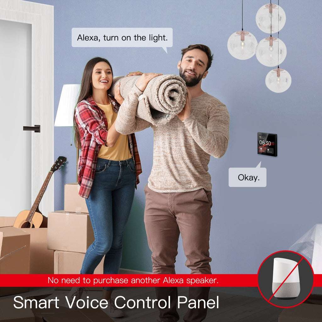HomeConnect Smart Control Center: The 4-inch Tuya WiFi Touch Screen panel with Alexa Built-in. Manage all ZigBee and smart devices, scenes, and voice control your home. The ultimate smart wall hub. 