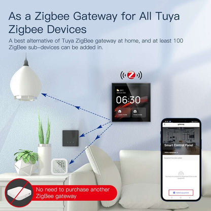 HomeConnect Smart Control Center: The 4-inch Tuya WiFi Touch Screen panel with Alexa Built-in. Manage all ZigBee and smart devices, scenes, and voice control your home. The ultimate smart wall hub.