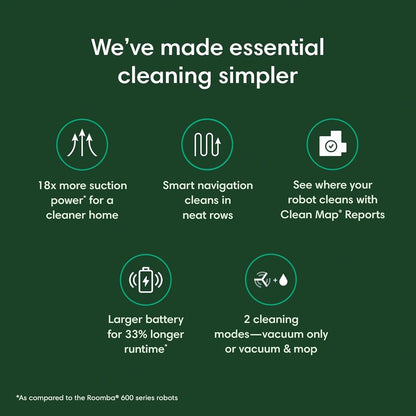 Simplify cleanup with the Roomba Combo! Enjoy powerful vacuuming, effective mopping, and effortless cleaning driven by Smart Navigation and simple Alexa voice commands.
