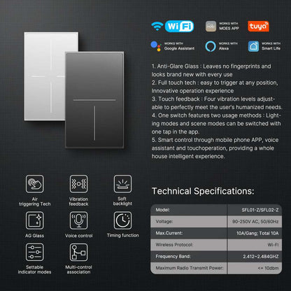 HomeConnect Smart Wall Switches: Upgrade to sleek, glass-design smart lighting. Control your lights with touch, app, or voice. Note: Neutral wiring is required for installation. Discover smarter lighting for your home. 
