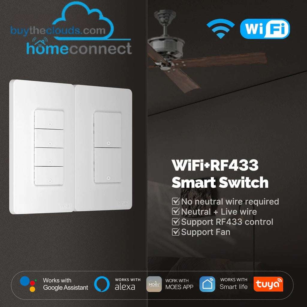 HomeConnect Smart Wall Switch - No Neutral Wire Required