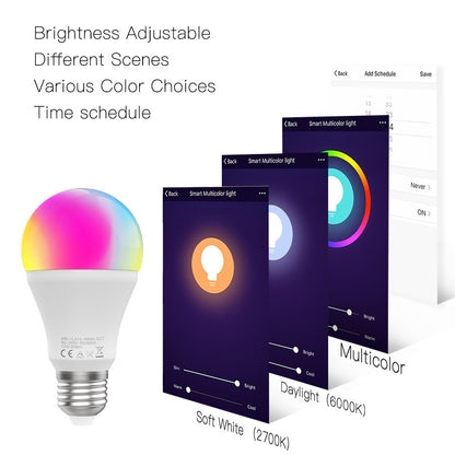 Transform your lighting! This HomeConnect Smart RGB LED Bulb offers millions of colors and is fully dimmable. Features 10W brightness and easy app control for any mood.