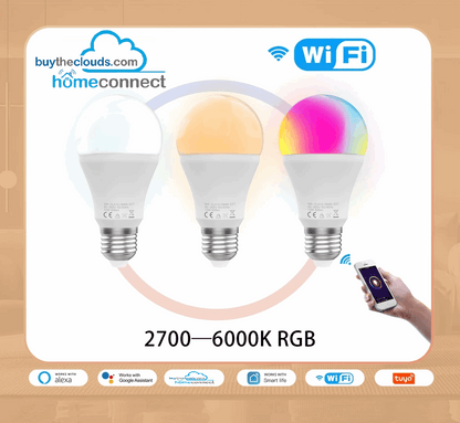 Transform your lighting! This HomeConnect Smart RGB LED Bulb offers millions of colors and is fully dimmable. Features 10W brightness and easy app control for any mood.