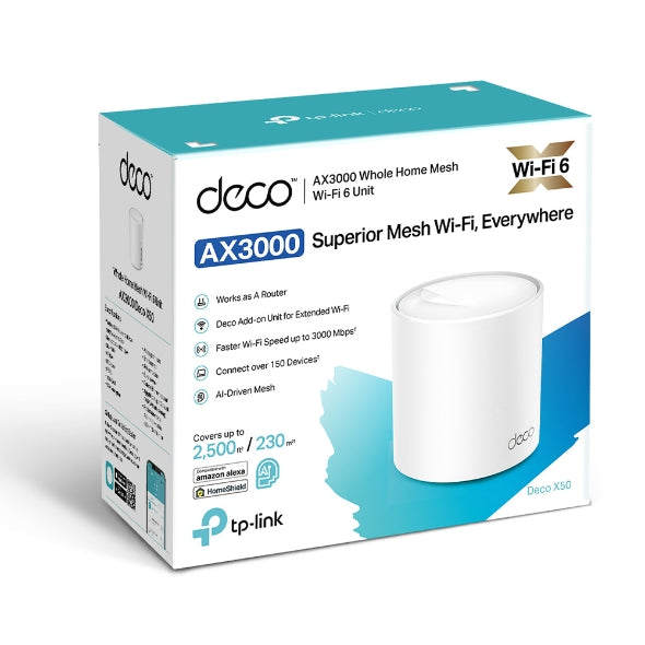 Deco X50 AX3000: Whole Home AI Mesh Wi-Fi 6 Router System