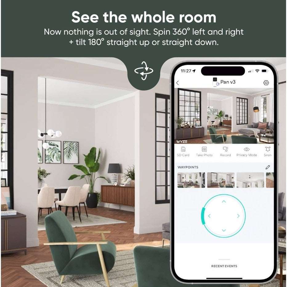 WYZE Cam Pan V3 Black Edition - Wi-Fi Smart Home Security Camera with FREE 32GB SD